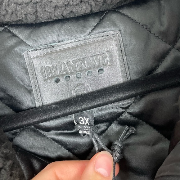 NWT $98 BlankNYC Black Sherpa Jacket Plus Size 3X Cozy Winter Coat - Picture 3 of 7